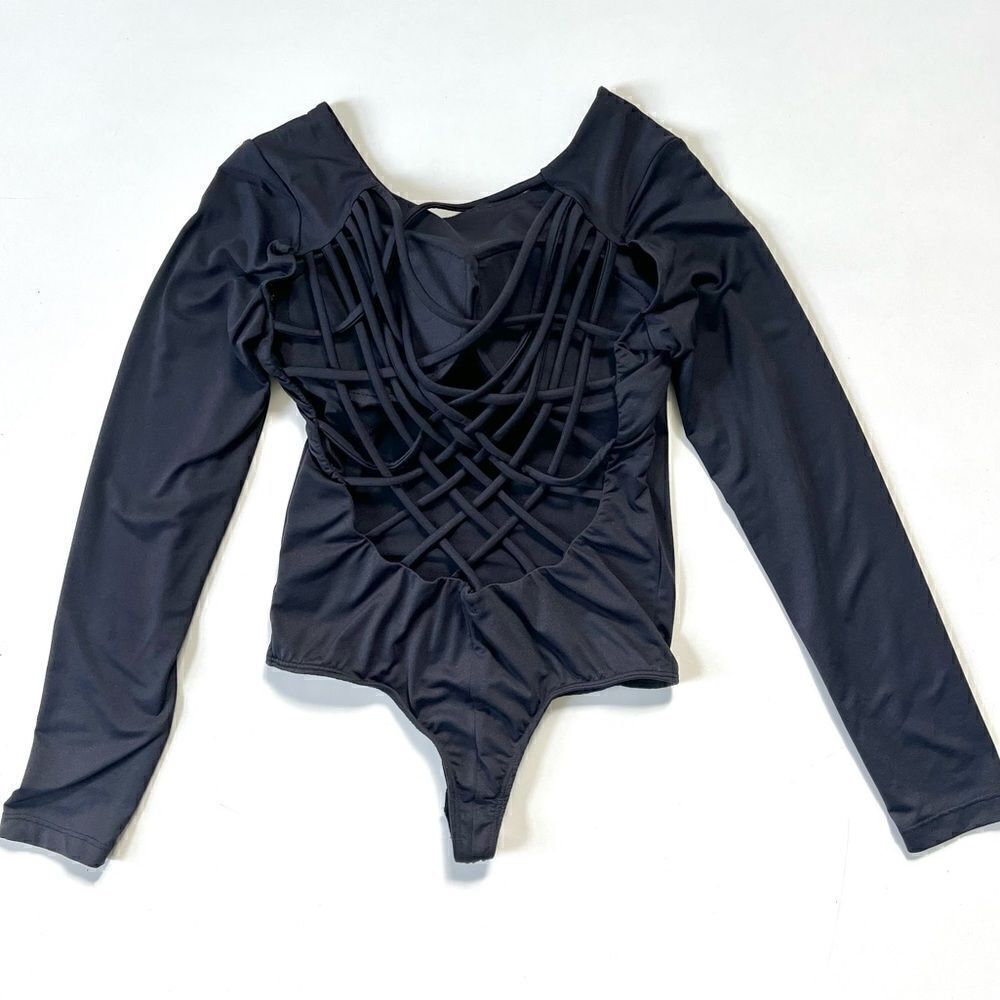 Babita Black Strappy Dance Bodysuit